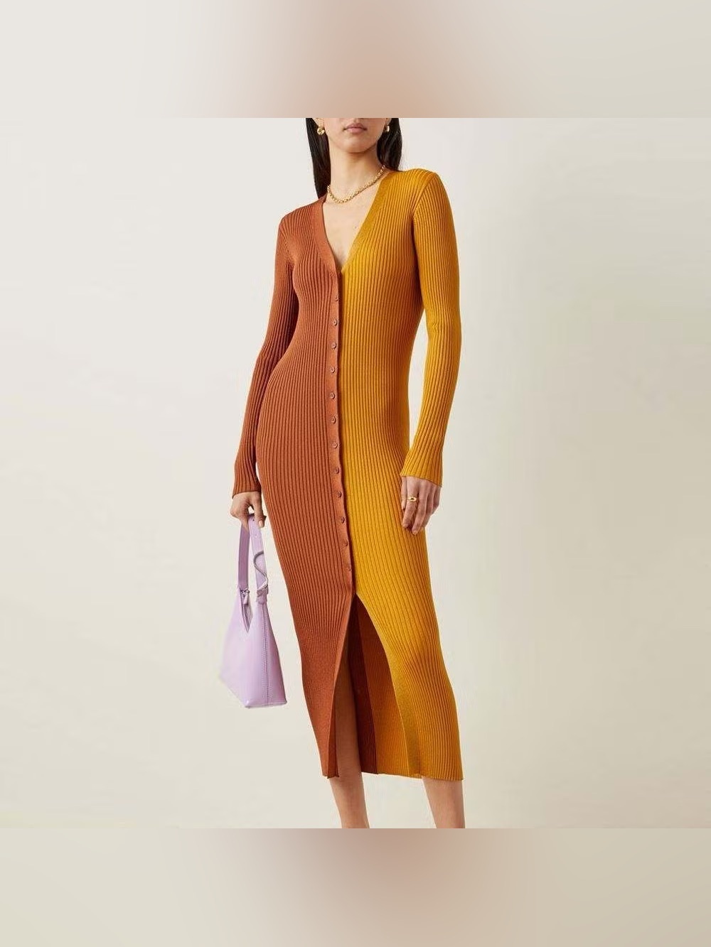 STAUD Shoko Colorblocked Midi-Dress Size Medium